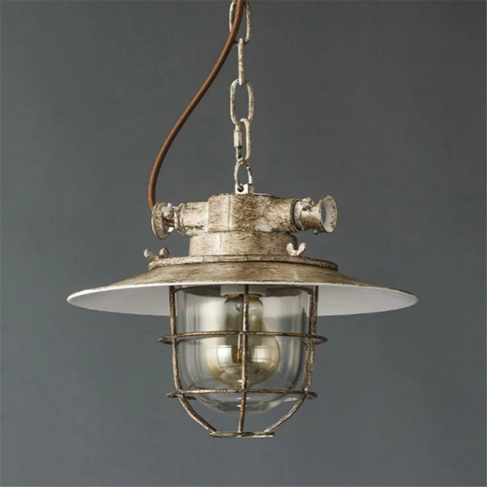 suspension LED industrielle rétro en fer et verre antidéflagrant vintage