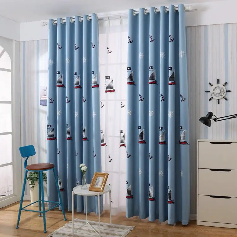 Rideau chambre enfant motif cartoon étoiles fusée