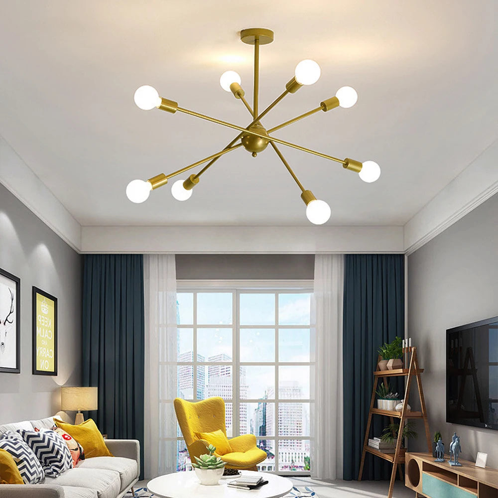 lustre moderne à leds style industriel spoutnik créatif éclairage maison - vue 6 sur 16