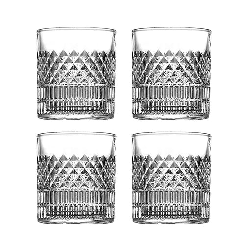 Lot 4 verres whisky relief style vintage resistants