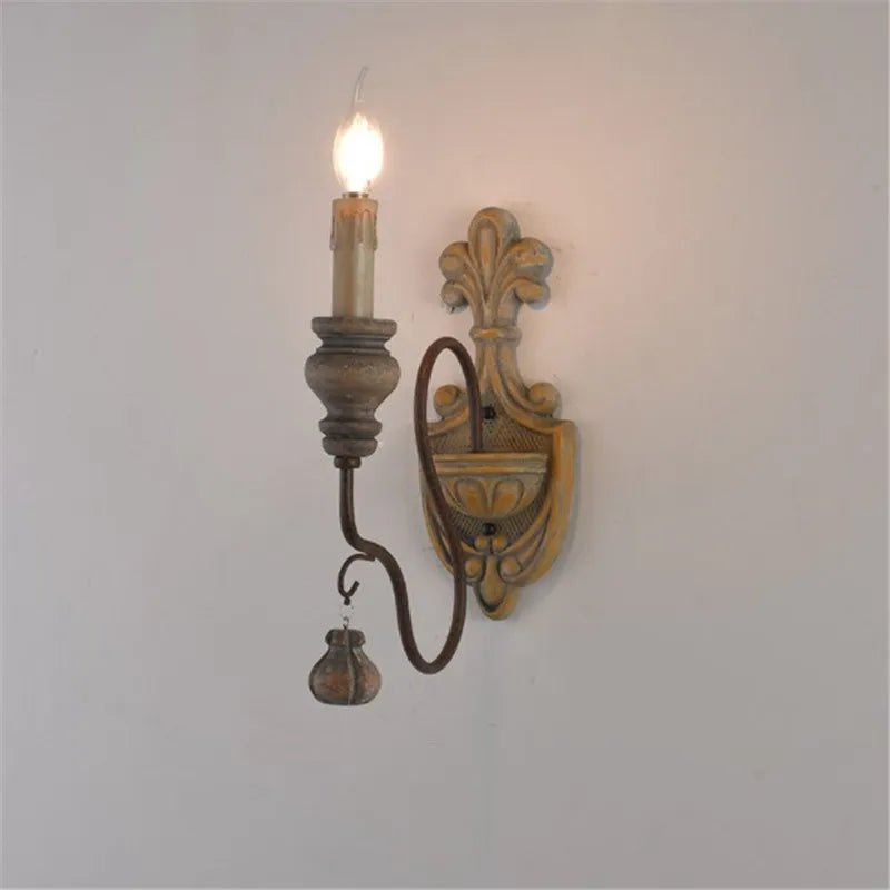 Applique murale en bois et fer style vintage industriel