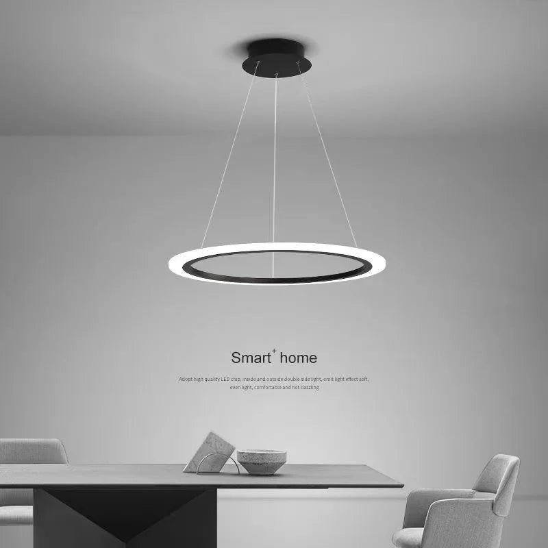 lustre circulaire minimaliste moderne avec éclairage led d'apprentissage
