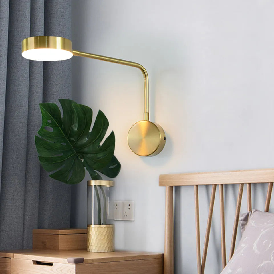 Applique murale led moderne minimaliste interrupteur angle réglable doré