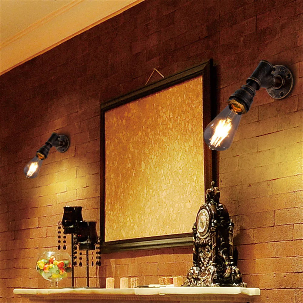 applique murale loft industriel rétro en fer rouillé - vue 8 sur 7