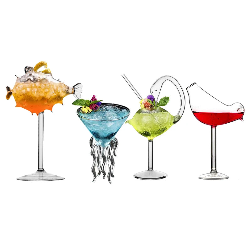 verre cocktail décor animal artistique pour soirées bar - vue 2 sur 7