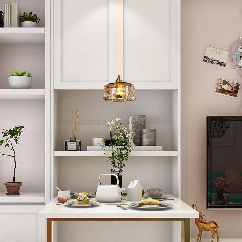 lampe suspendue en laiton verre led style nordique japonais