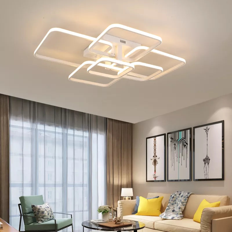 FANPINFANDO Rectangle acrylique aluminium plafond moderne à LEDs lumières pour salon chambre blanc/noir Led plafonniers - vue 4 sur 12