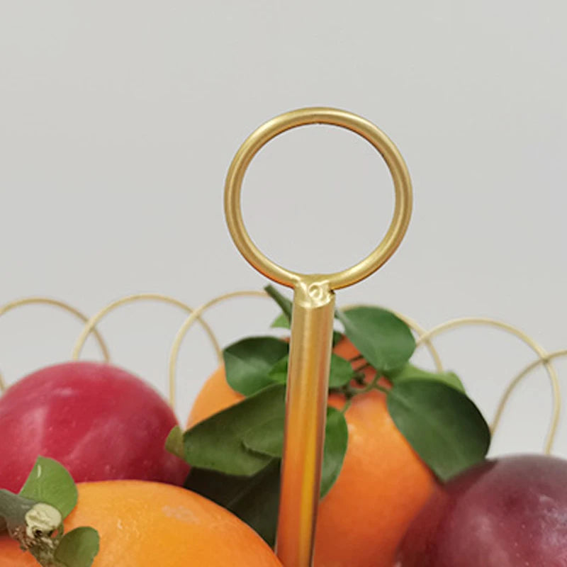 panier de rangement doré à deux niveaux décoratif pour fruits et gâteaux - vue 4 sur 8