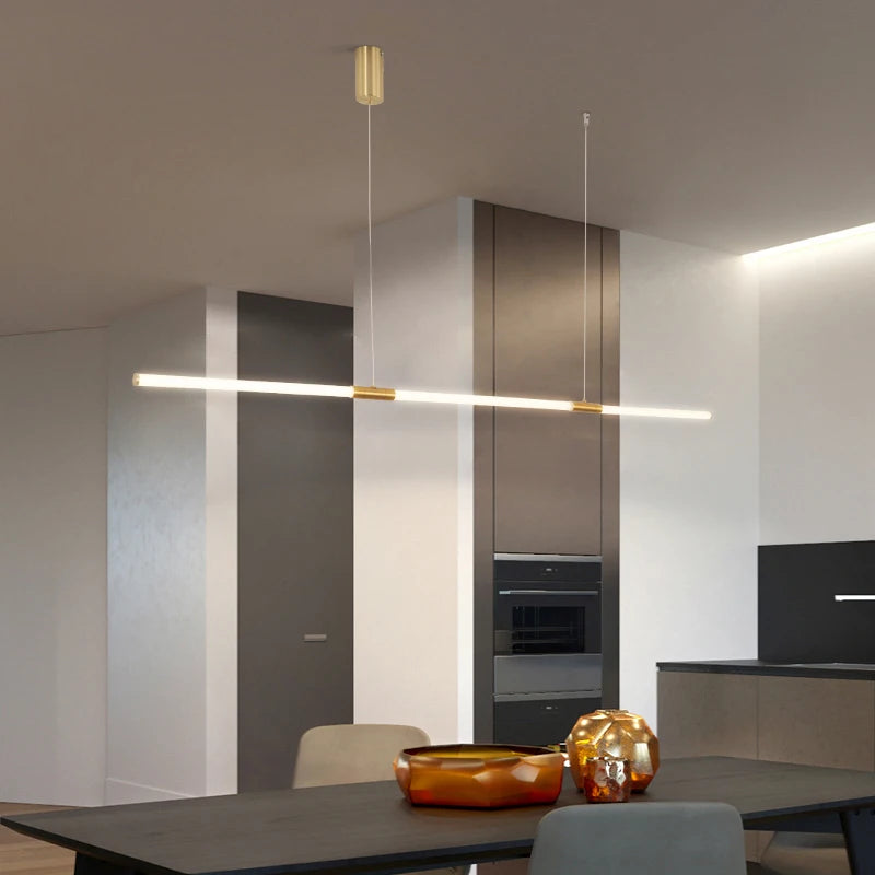 Lustre design style cuivre placage moderne LED - vue 5 sur 8