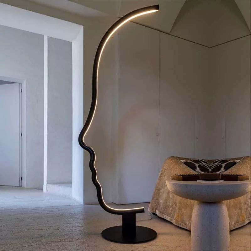 Nordique visage humain lampadaire LED longue scandinave salon chambre chevet décor à la maison luminaire intérieur support lumière
