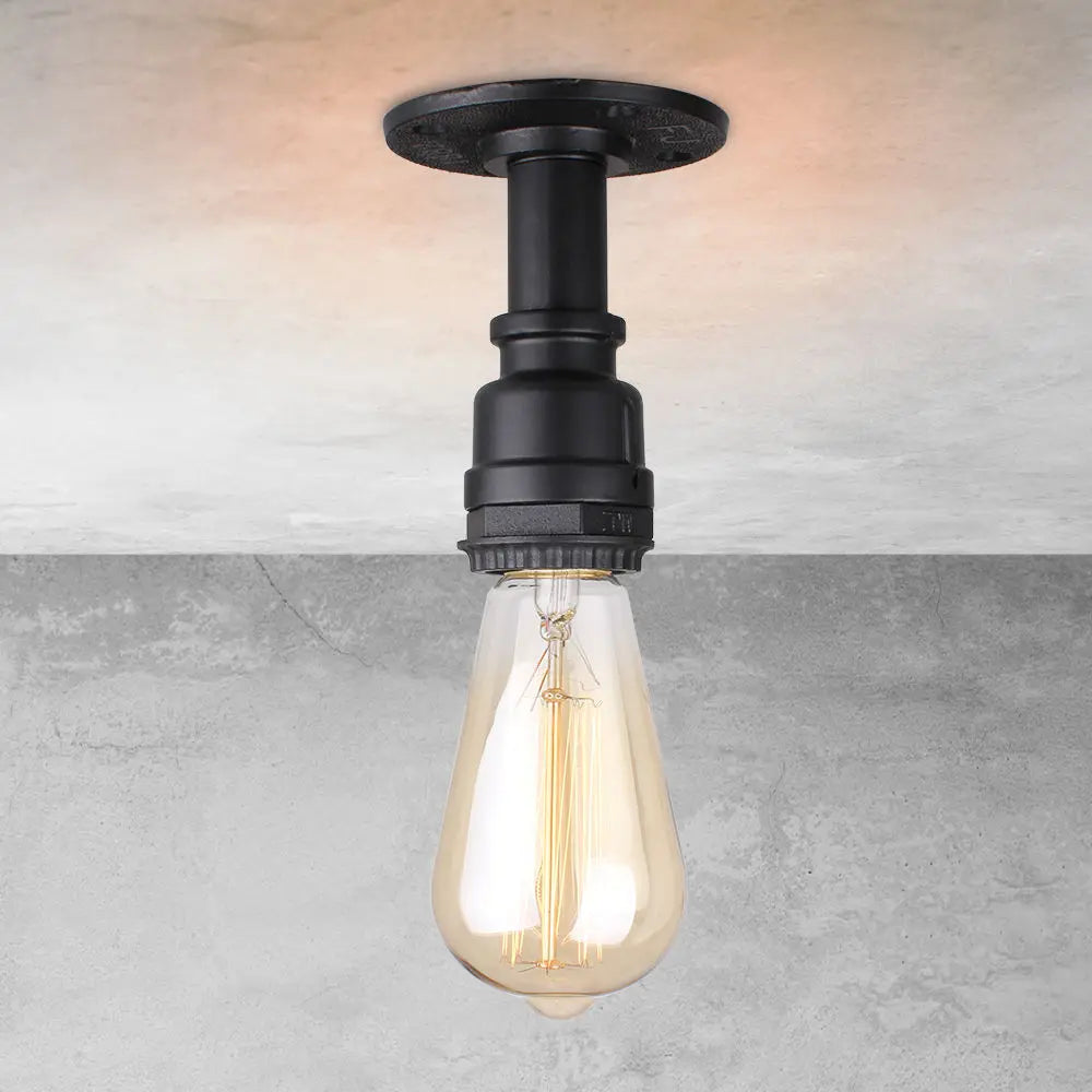 Plafonniers à tuyaux rétro Vintage E27 Loft plafonnier monté en Surface luminaires lampes à tuyaux en fer industriel - vue 3 sur 10