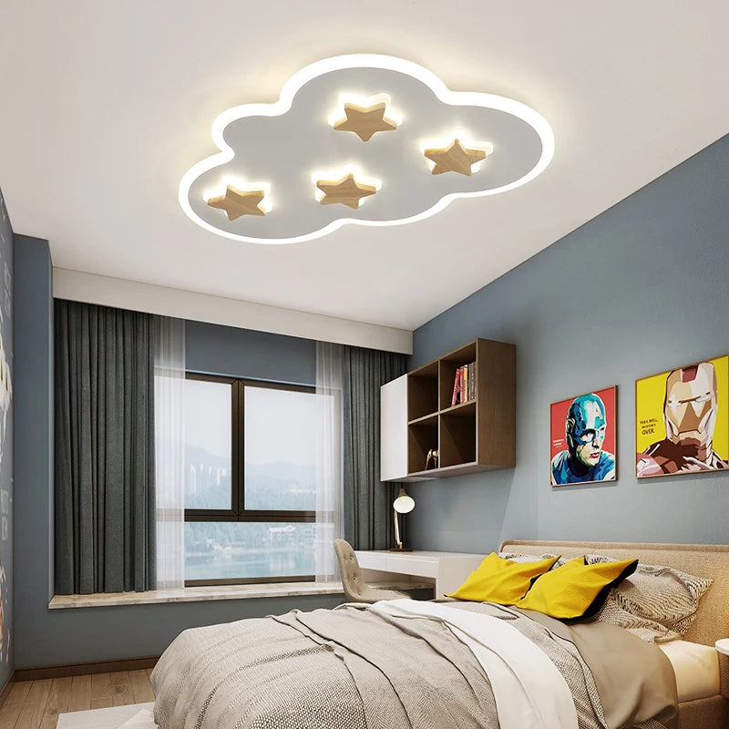 plafonnier led créatif nuages et étoiles pour enfants - vue 3 sur 9
