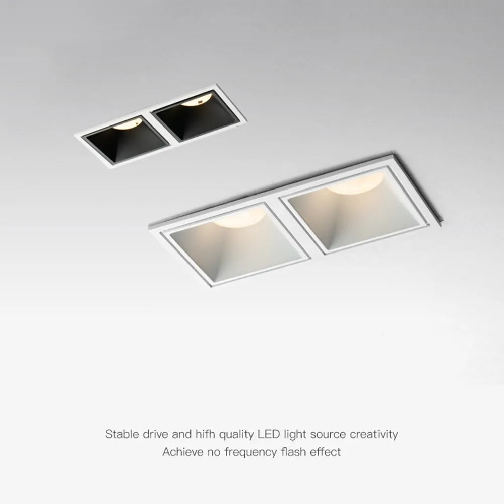 lampe encastrée led dimmable anti-éblouissement carré rond - vue 6 sur 12