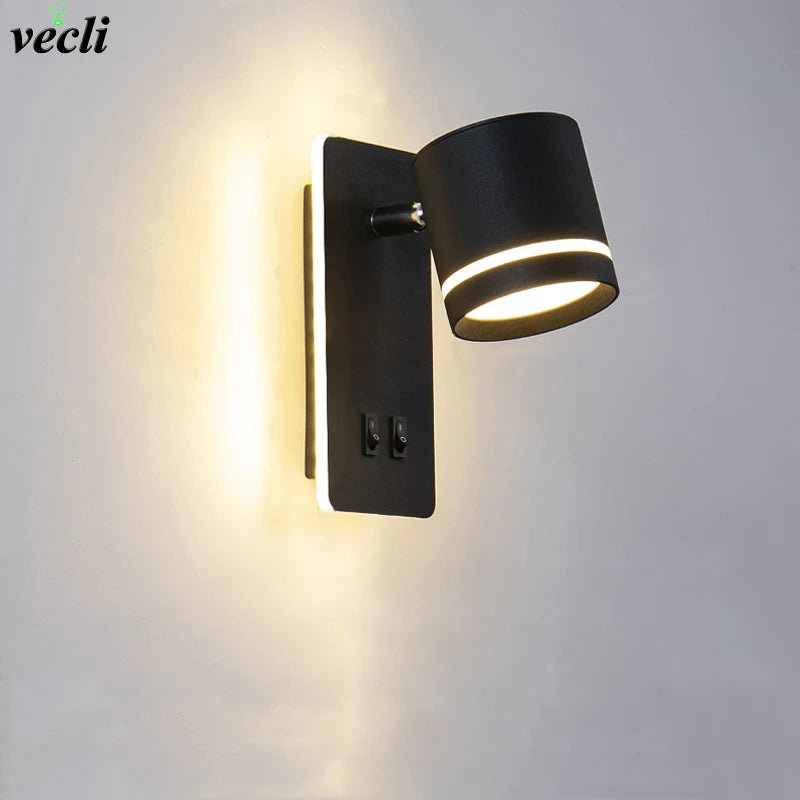 applique murale moderne rotative led avec interrupteur - vue 2 sur 10