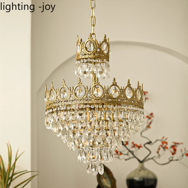 lustre couronne moderne en cristaux luminaire décoratif d'intérieur - vue 2 sur 15