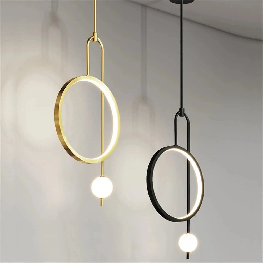suspension led anneau design nordique pour décoration intérieure moderne - vue 2 sur 8
