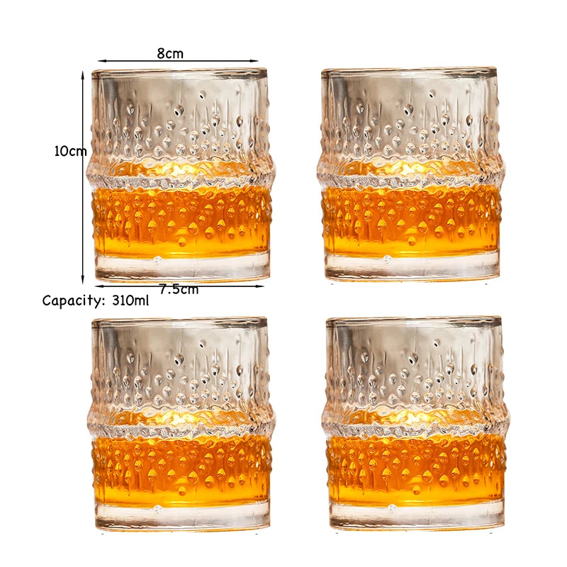 Lot 4 verres whisky relief design moderne épais