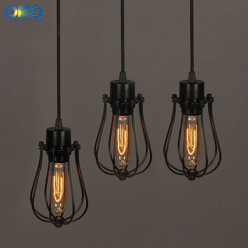 Suspension Vintage peintes en métal noir - vue 4 sur 6