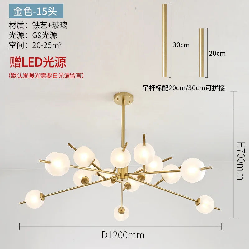 lustre en verre moderne style nordique pour décoration intérieure - vue 9 sur 14