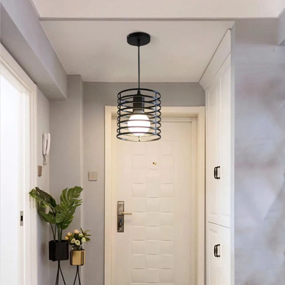 Retro Iron Cage Pendant Ceiling light Multi-Layer Round Surround Body, E27 220V Output Support Vintage Hanging Lamp - vue 2 sur 6