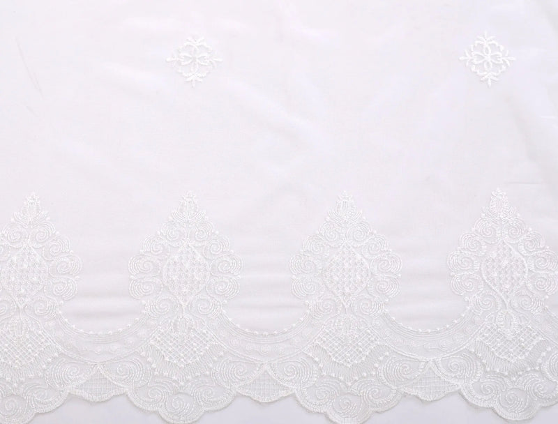 Voilage tulle brodé fleurs bord festonné style européen