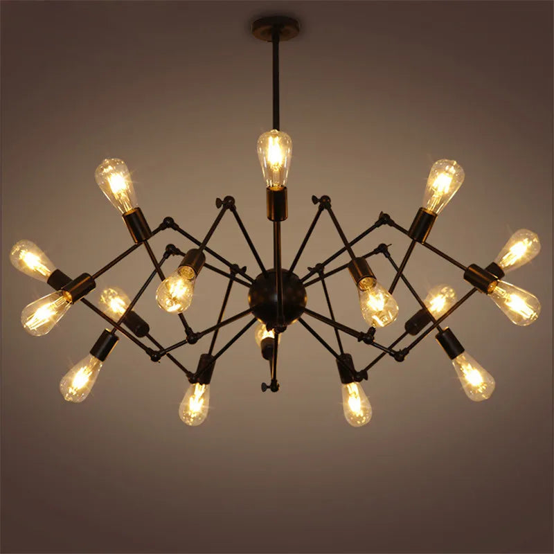 Lustre araignée industriel Vintage réglable en fer - vue 4 sur 12