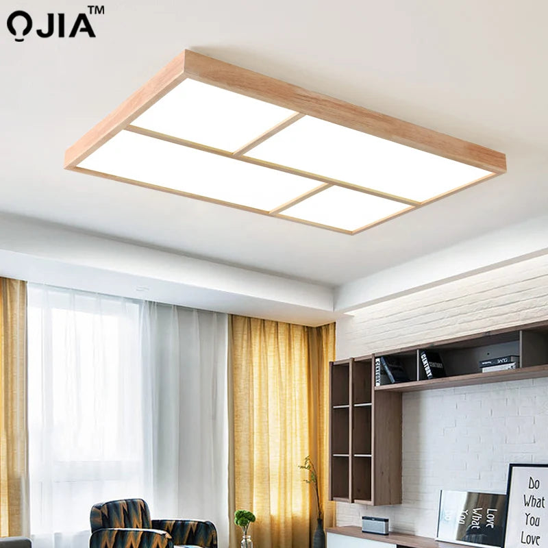 plafonnier led moderne en bois véritable pour usage intérieur - vue 3 sur 9