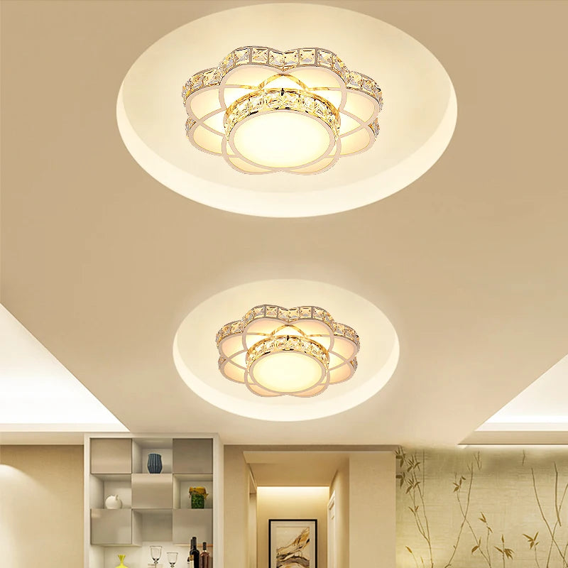 plafonnier led intelligent avec motif de fleur en cristal moderne - vue 5 sur 12