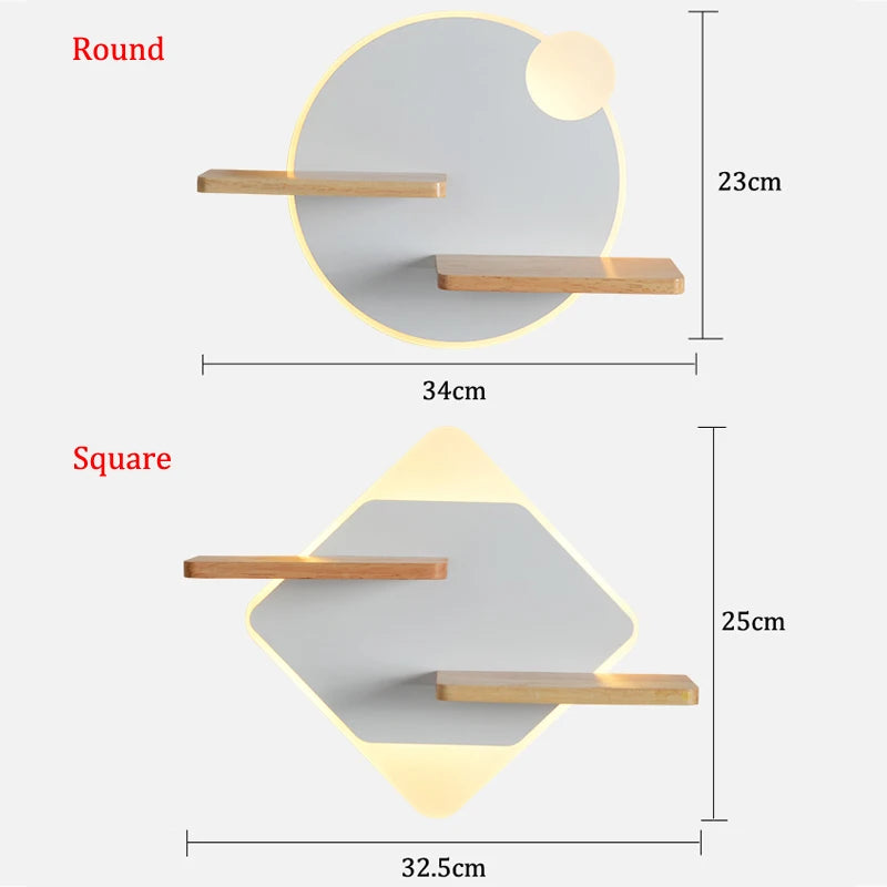 Applique murale led nordique avec étagère et chargeur usb - vue 7 sur 18