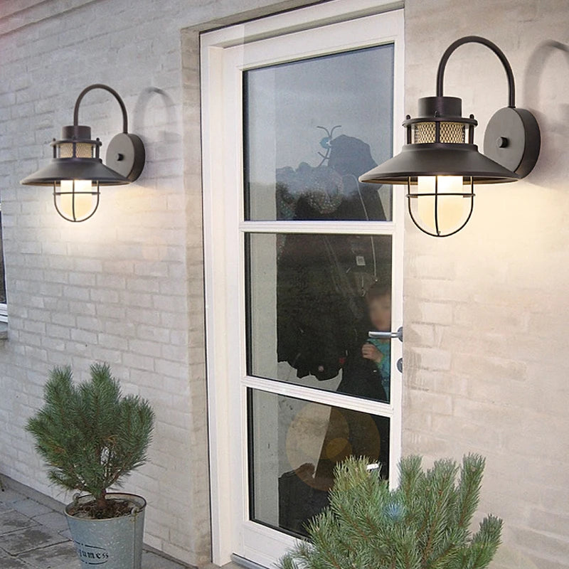 Applique extérieure IP54 étanche balcon terrasse entrée cour extérieur américain rétro mur jardin ferme éclairage - vue 5 sur 12