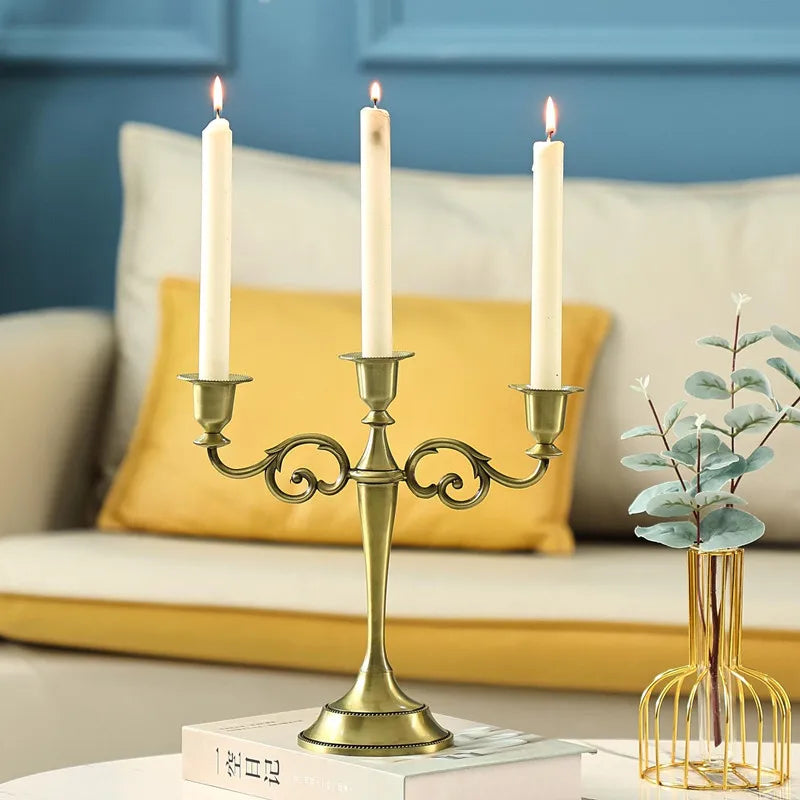 bougeoir rétro en métal à trois bras pour événements et décorations - vue 7 sur 10