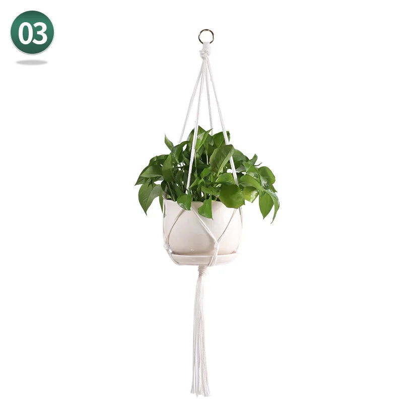 panier suspendu en macramé pour plantes artisanales décoration intérieure - vue 19 sur 18