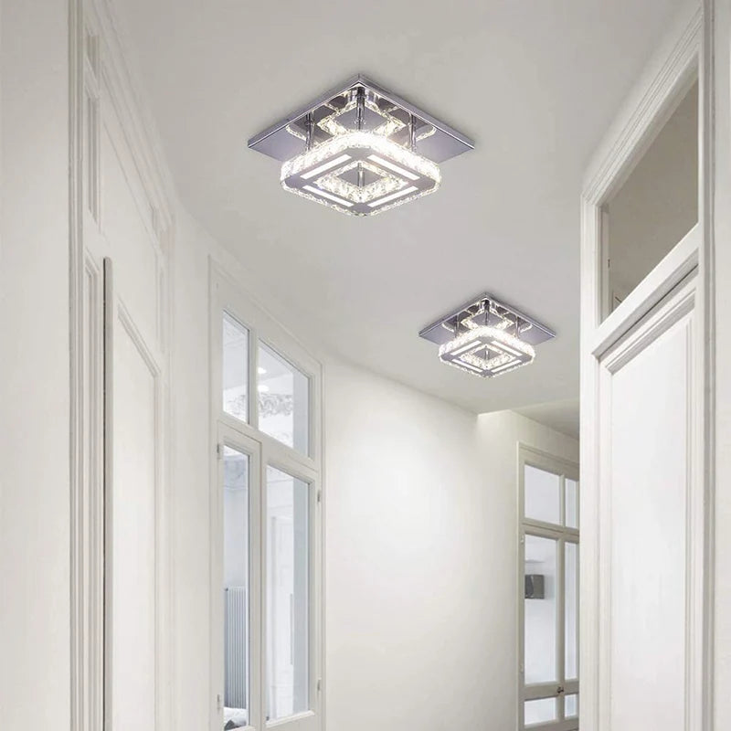 Plafonnier LED décoratives en cristal maison cuisine chambre salon moderne salle à manger Hallw - vue 4 sur 7