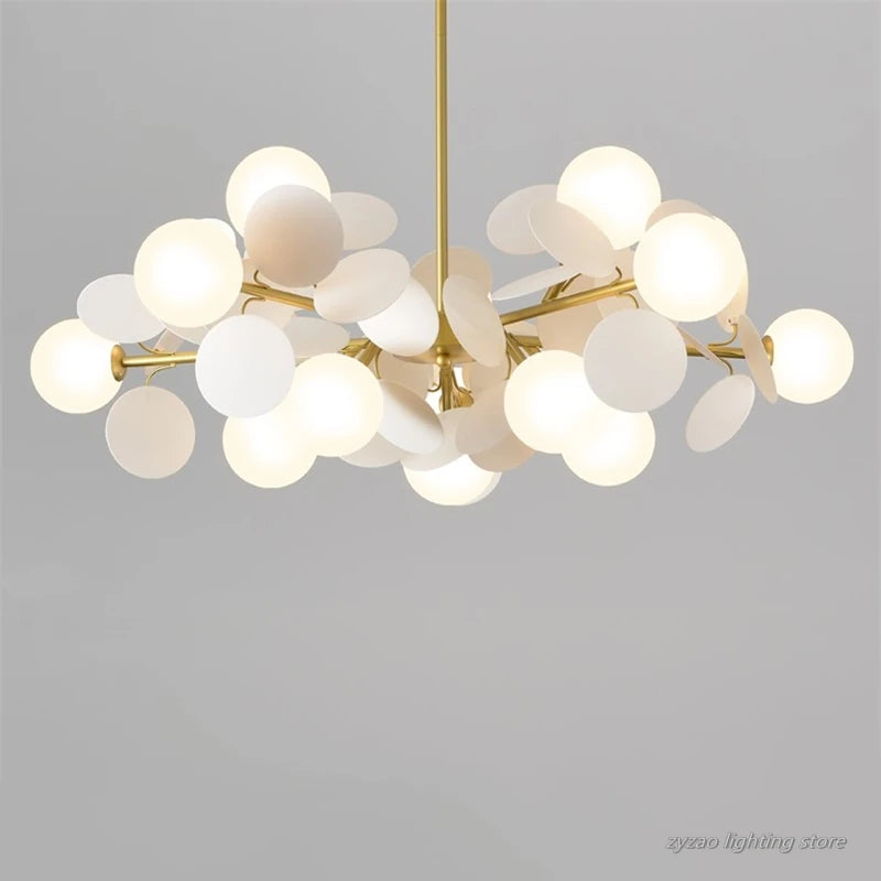 suspension à led design nordique avec fleurs décoratives en acrylique - vue 5 sur 24