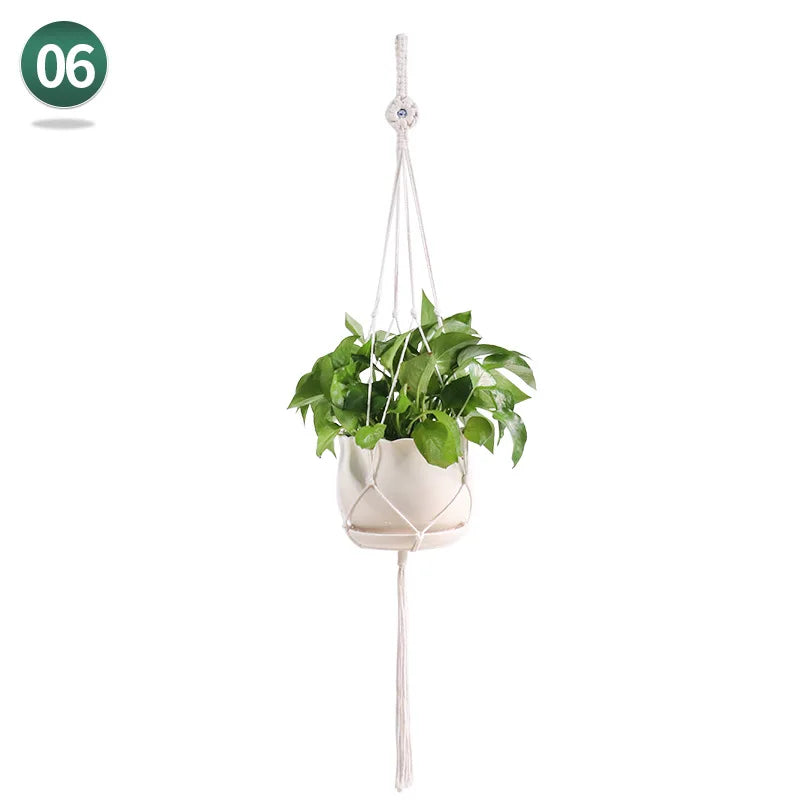 panier suspendu en macramé pour plantes artisanales décoration intérieure - vue 12 sur 18