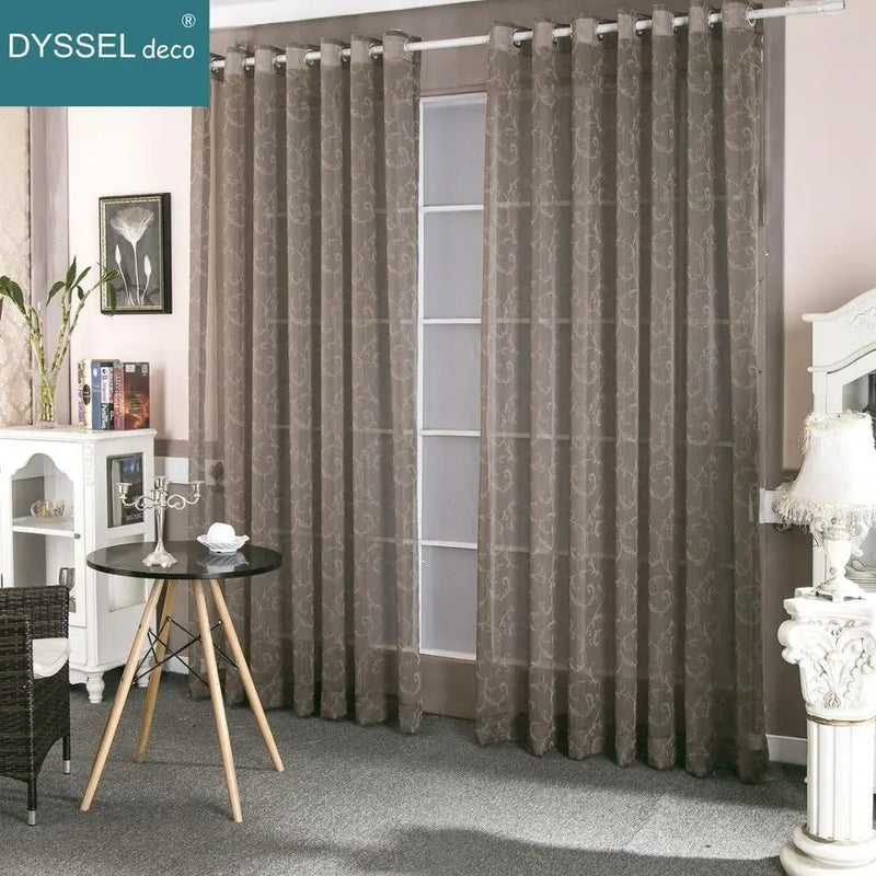 Voilage jacquard floral géométrique style rétro pour salon