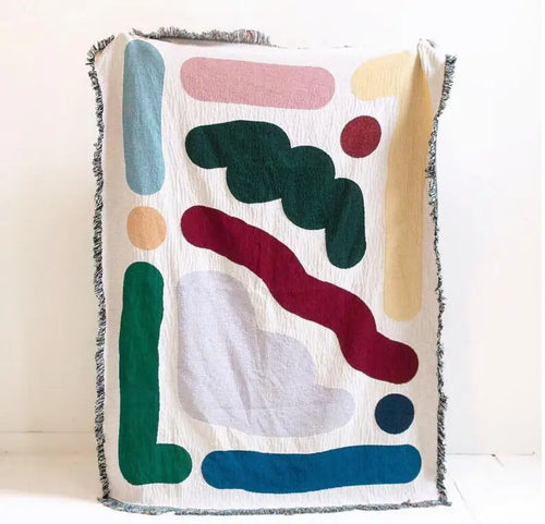 Plaid coton motif rayures style bohème salon voyage