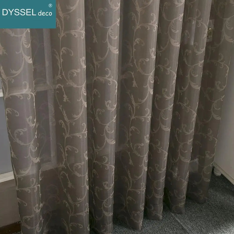 Voilage jacquard floral géométrique style rétro pour salon