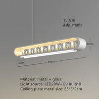 lustre design en verre transparent avec cordon réglable