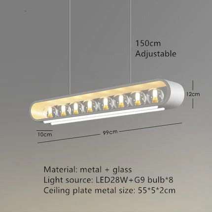 lustre design en verre transparent avec cordon réglable