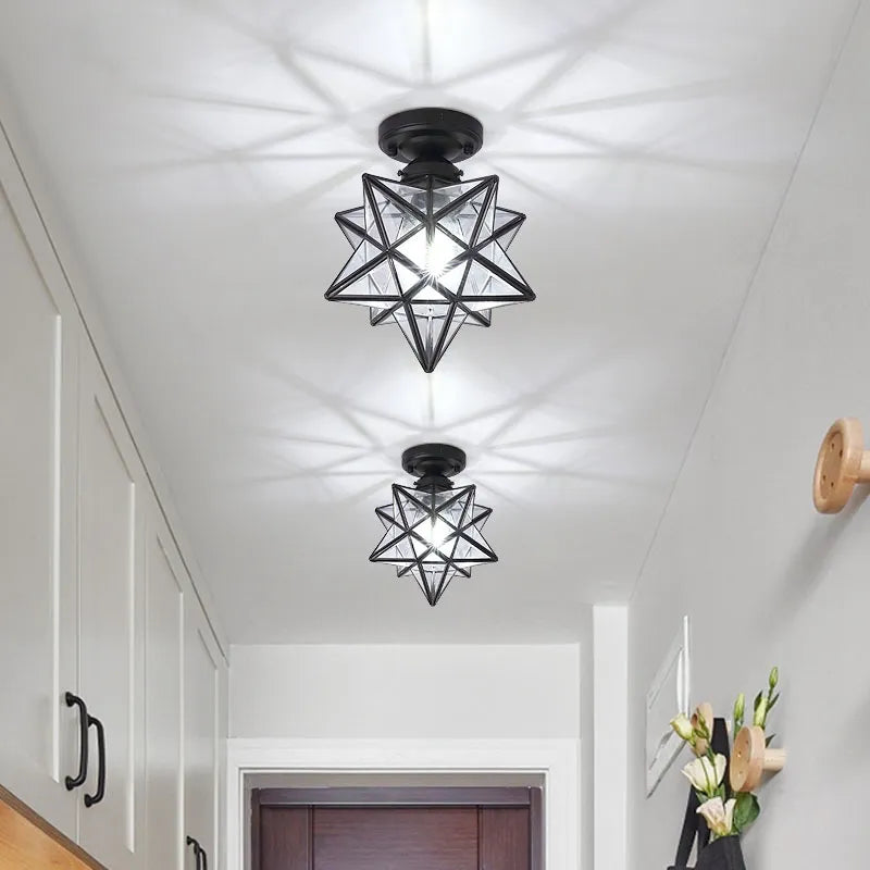 plafonnier moderne en forme de pentagramme doré déco - vue 2 sur 14