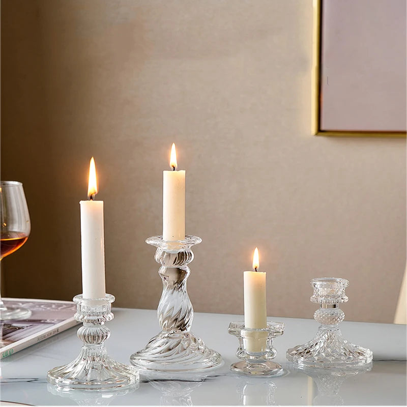 bougeoir en verre pour décoration romantique et centre de table - vue 4 sur 11