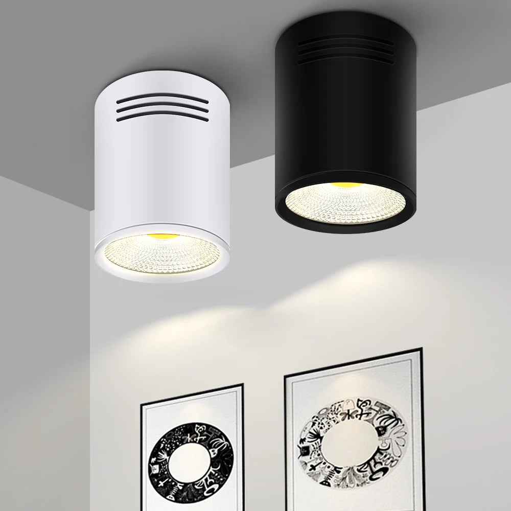 Spot Dimmable LED COB monté en Surface Downlight 3W/5W/7W/10W/12W/15W blanc/noir boîtier - vue 9 sur 8