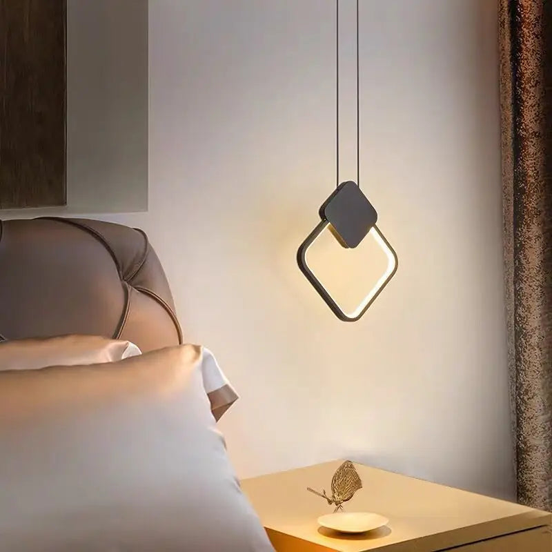 Moderne minimaliste LED longue ligne unique tête lustre café bar lampe de table chambre lampe de chevet restaurant suspension lumières - vue 7 sur 25
