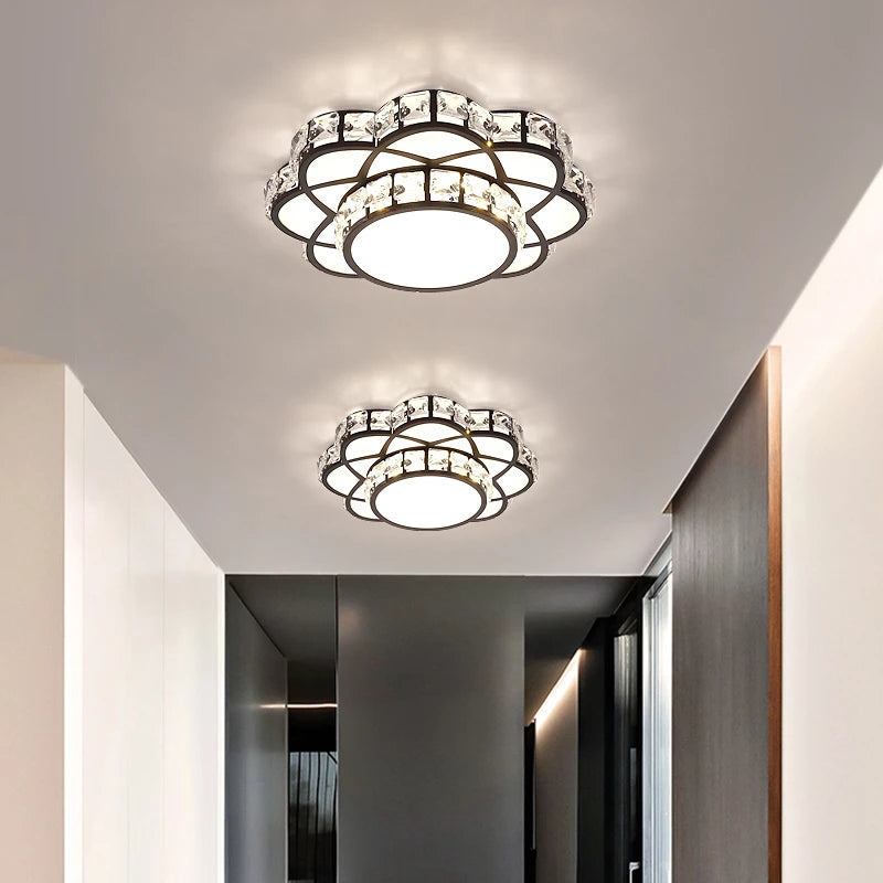 plafonnier led en cristal luxe décoratif avec fleurs - vue 4 sur 9
