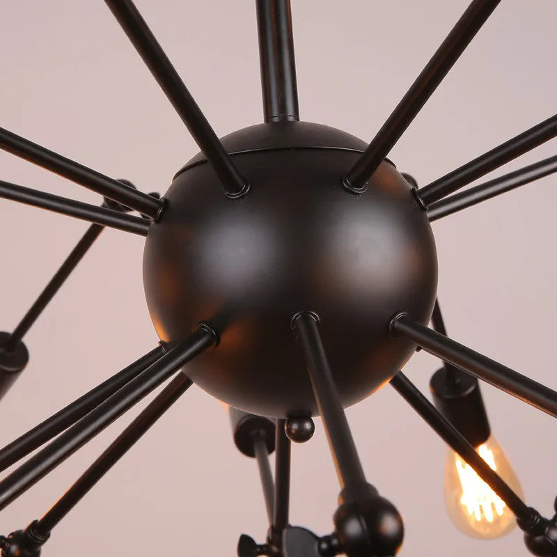Lustre araignée industriel Vintage réglable en fer - vue 8 sur 12
