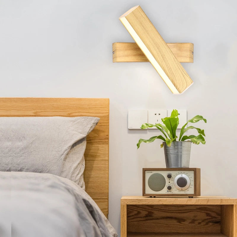 applique murale led moderne en bois décoration luminaires direction nordique - vue 3 sur 9