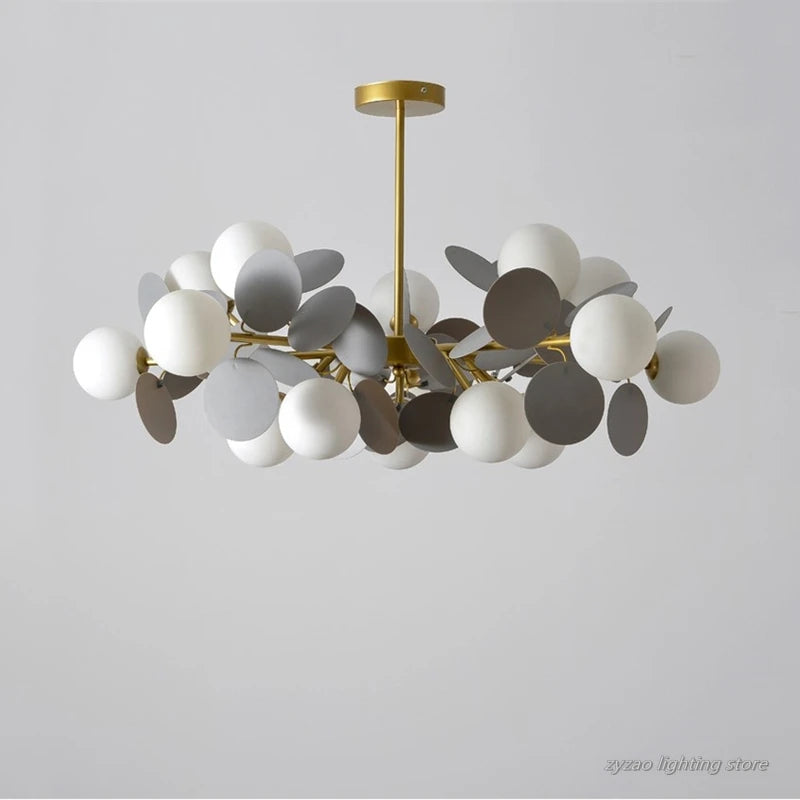 suspension à led design nordique avec fleurs décoratives en acrylique - vue 6 sur 24