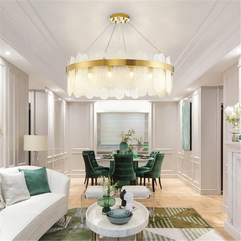 lustre rond doré postmoderne art déco pour éclairage intérieur - vue 4 sur 19