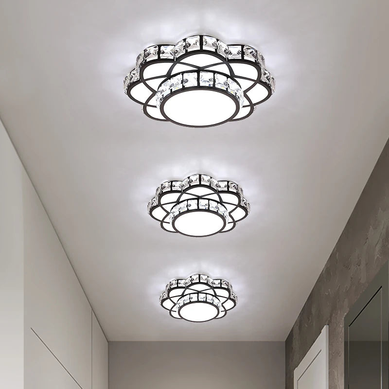 plafonnier led en cristal luxe décoratif avec fleurs - vue 2 sur 9